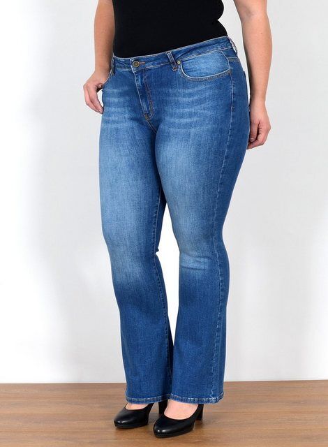 ESRA Bootcut-Jeans B400 Damen Bootcut Jeans Low Waist, bis Plussize Große  Größen, Damen Bootcut Schlaghose mit Stetch bis Übergröße, Damen Flared  Jeans mit weitem Bein niedrige Leibhöhe, Damen Schlagjeans bis Übergröße /