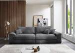 freiraum Big-Sofa Adriena, 5 Kissen, Daune, weicher Cord Stoff dunkelgrau - 288x90x106cm (BxHxT)